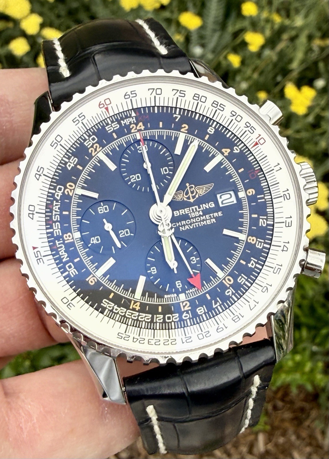 Breitling Navitimer World GMT 46mm Stainless Steel Chronograph A24322 Watch Only