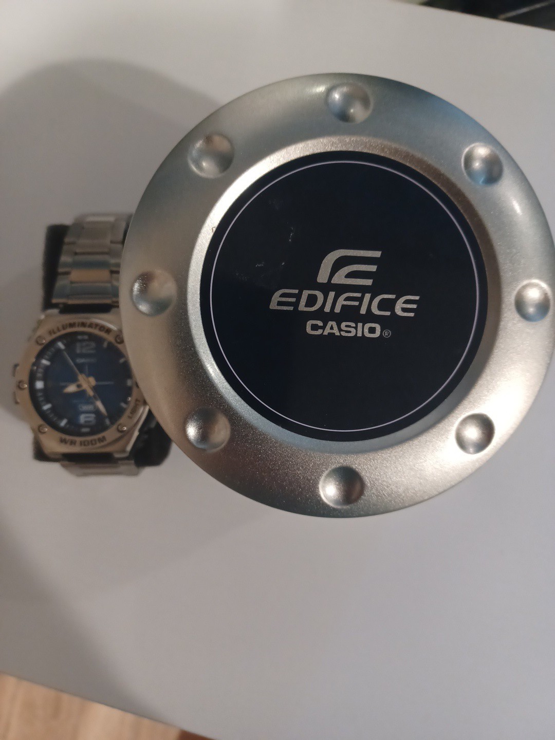 Casio WR-100M Illuminator Quartz 100m Blue Analog Dial Stainless Bracelet