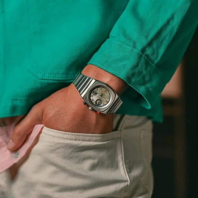 Coffee Silver Chronograph Watch | Black Metric Style | Ciloa Quartz MVMNT
