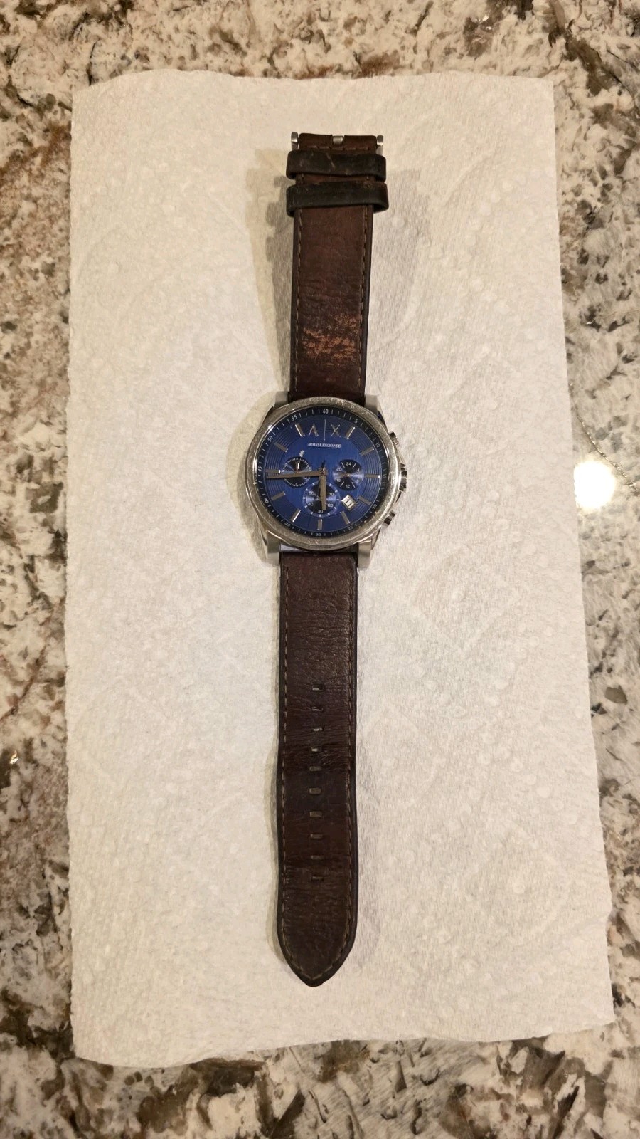 Armani Exchange Chronograph Watch Men 44mm Blue Dial Steel Date AX2501