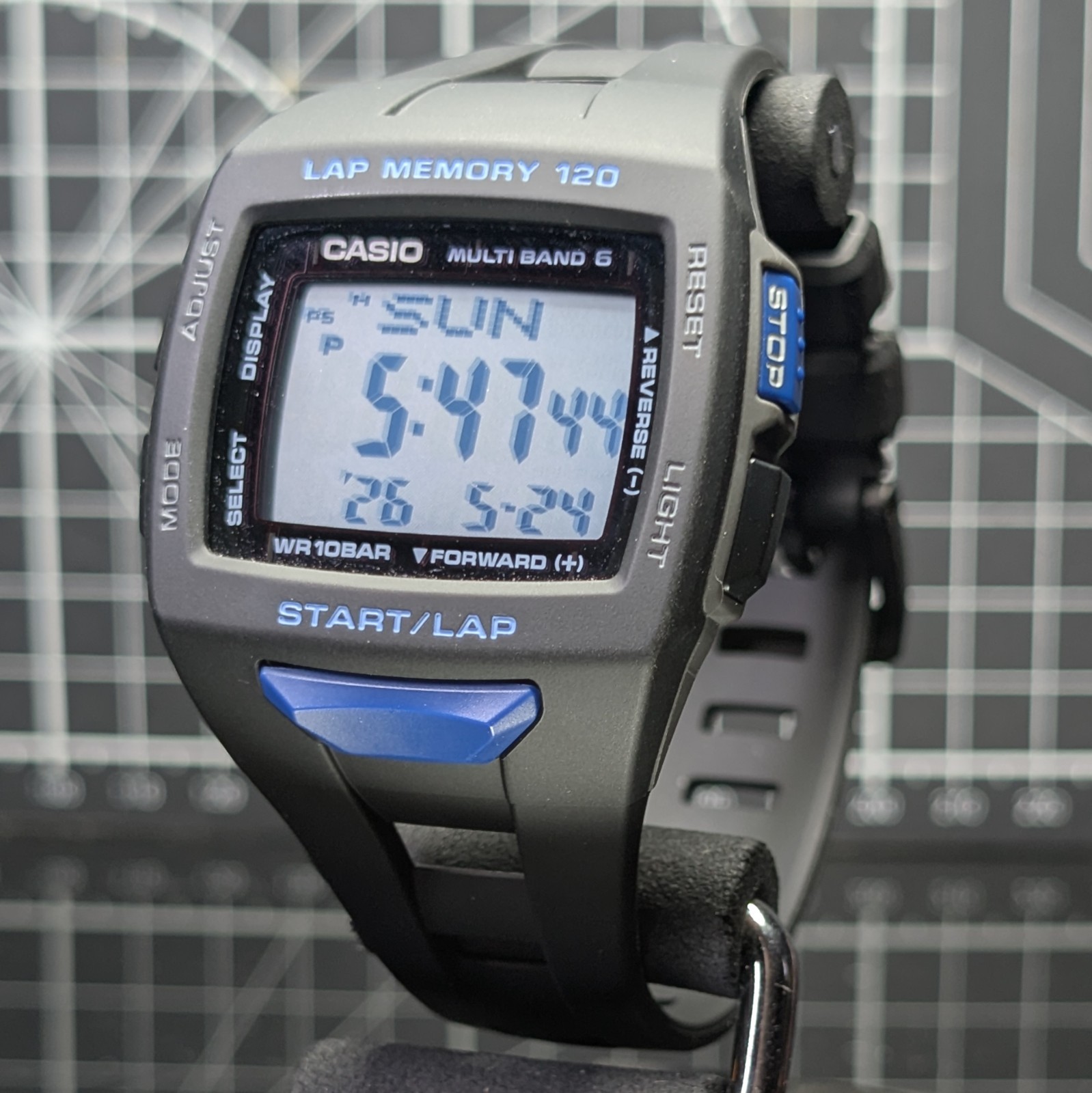 Casio PHYS STW-1000 Tough Solar Multiband Square Black Blue Fizz STW-1000-1B