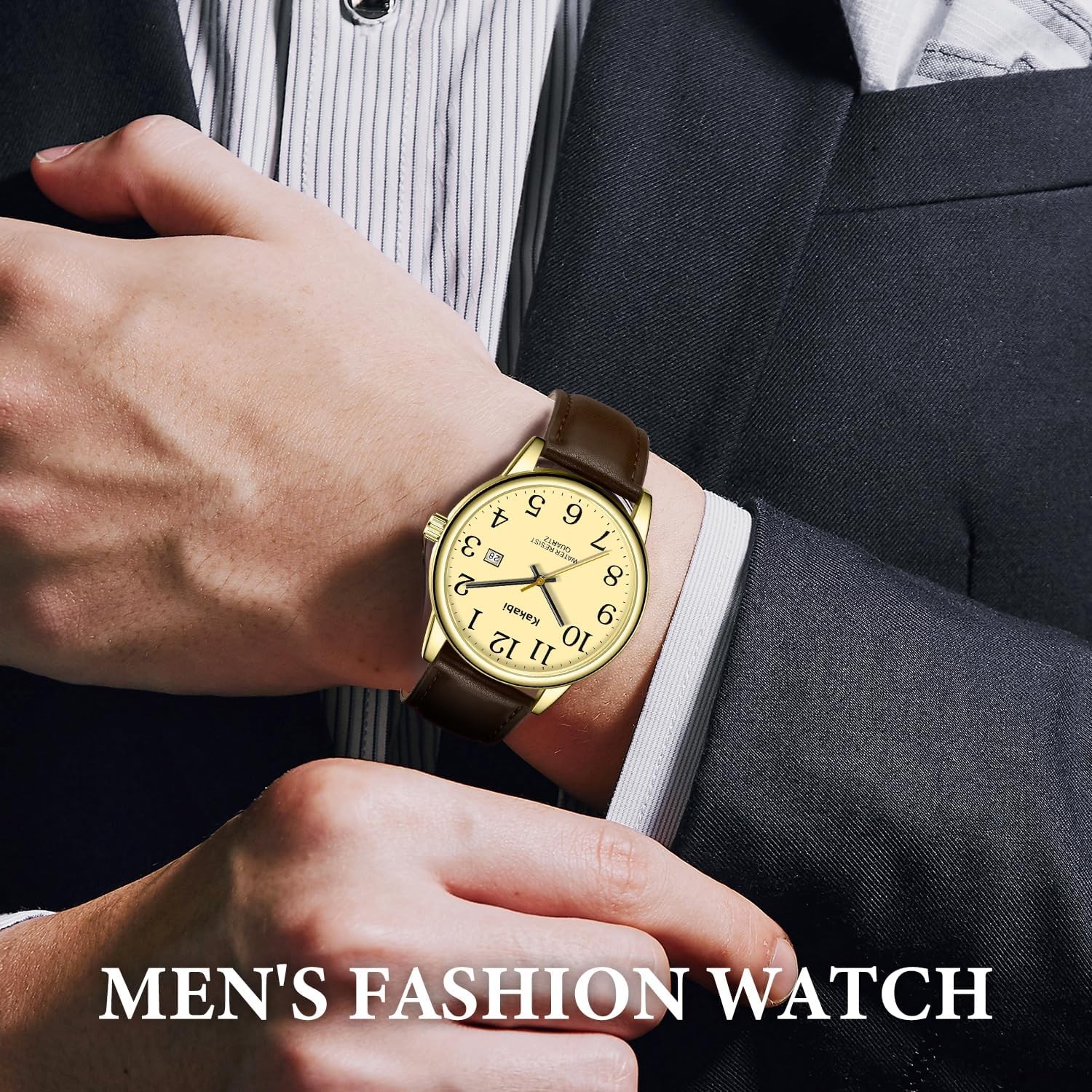 Watch for Men, Easy Reader Unisex Analog Quartz Waterproof Wristwatch with Date