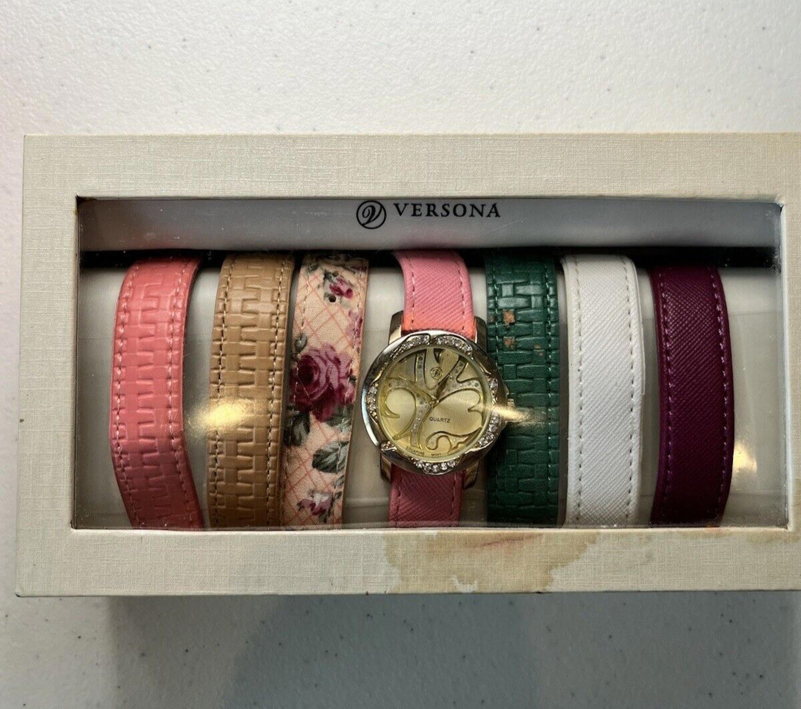Versona Womens Wrist Watch and 7 each Interchangeable Bands-Working Watch Works