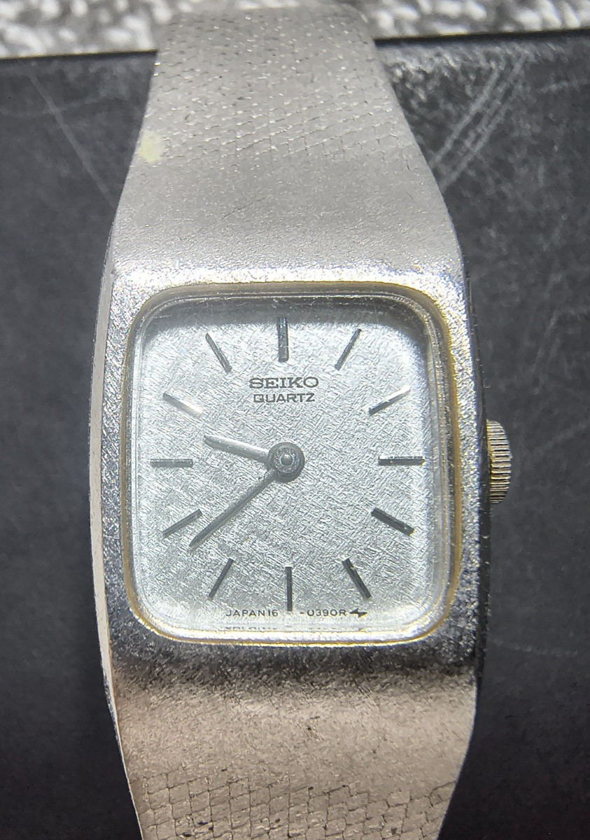 Seiko Women Quartz Watch 16-3269 16mm Silver Dial Bracelet Band Parts Repair