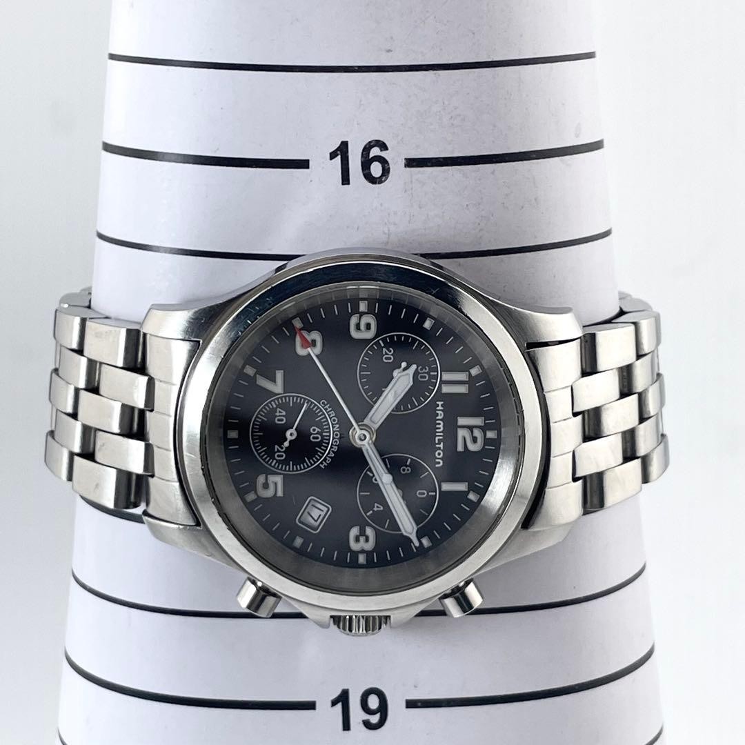 Hamilton Chronograph Date Quartz Working Watch 17cm 6.69in Black Dial 3832 Japan