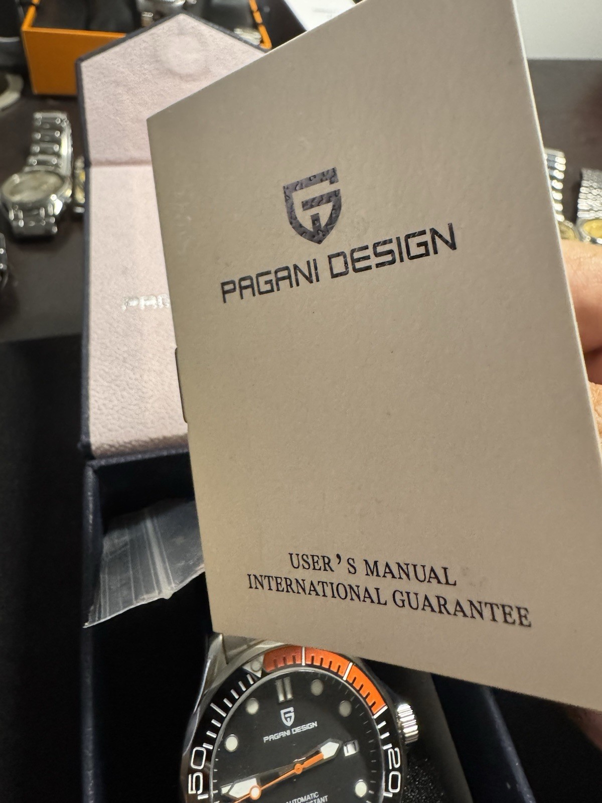 Pagani Design Automatic Diver 100m Date Black/Orange Dial Bezel Steel Bracelet