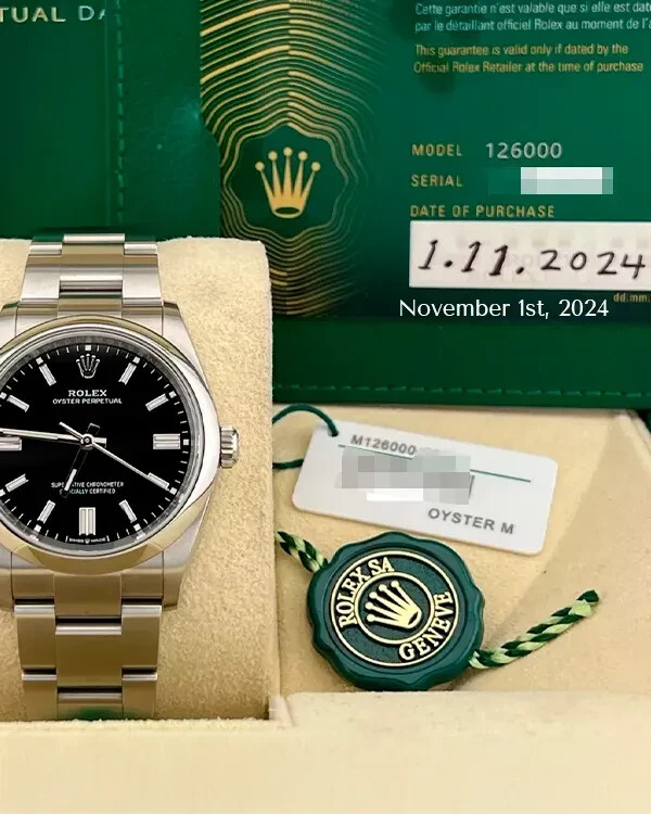 2024 Rolex Oyster Perpetual 36MM Black Dial Oyster Bracelet