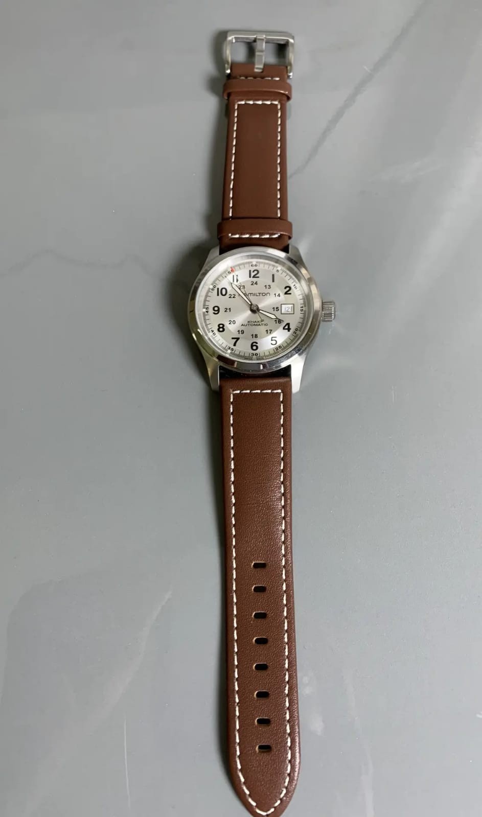 Hamilton Khaki Automatic Men’s Silver Dial Swiss Date Wristwatch H70555533