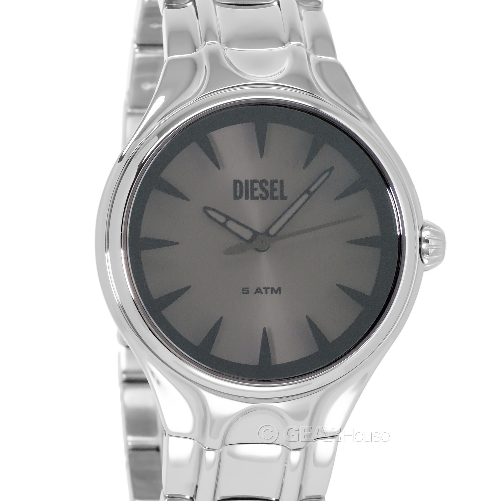 DIESEL Metamorph Streamline Mens Watch, Chrome Silver Stainless Steel, Gray Dial