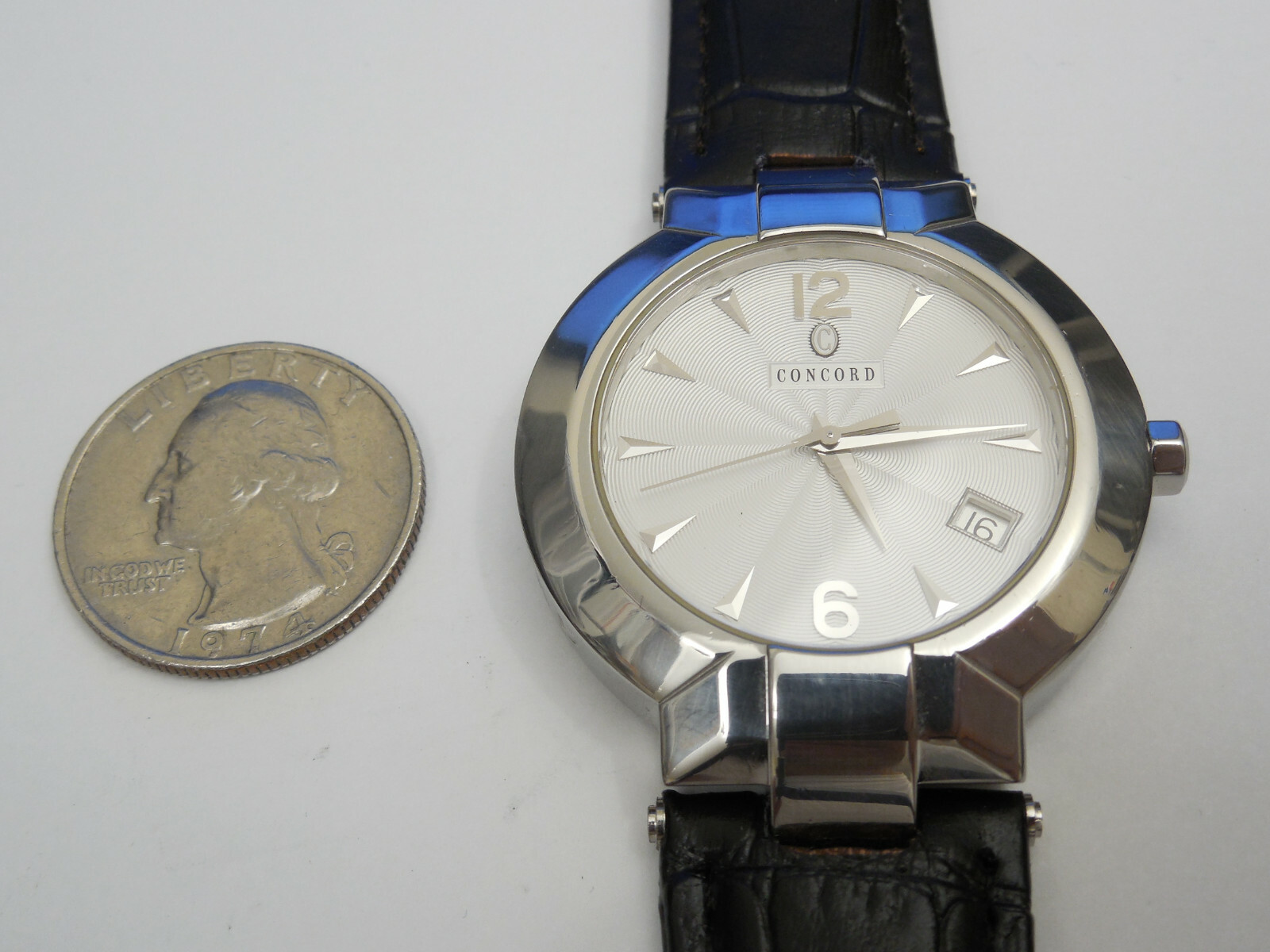 CONCORD SOLID STAINLESS STEEL LA SCALA 38MM MEN’S WATCH WITH DEPLOYMENT CLASP