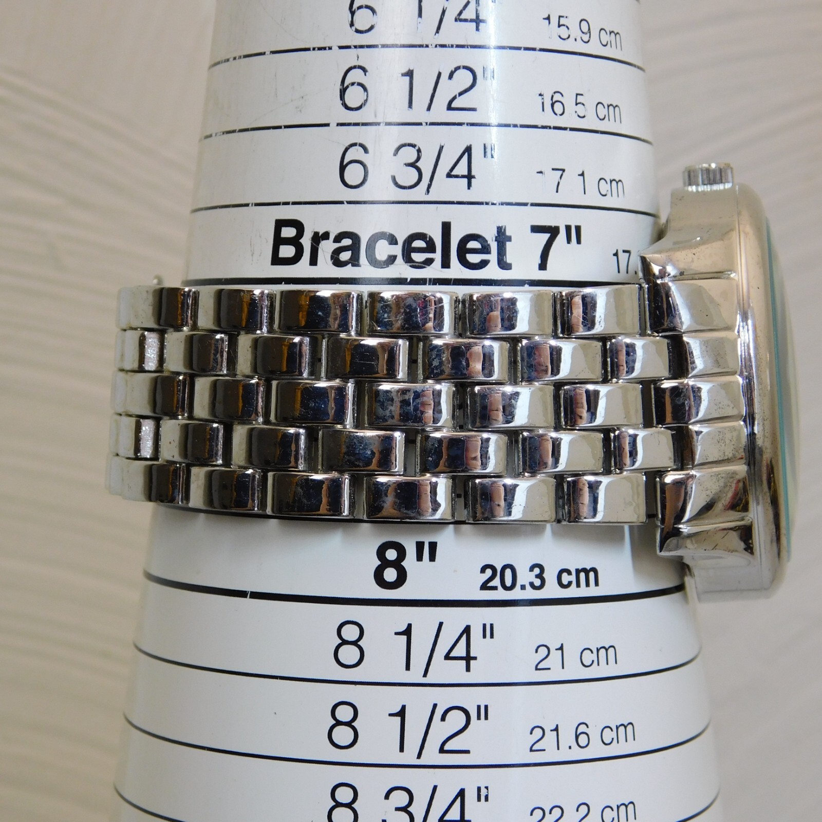 FMD Chrome FMDAZ2014 Silver Tone Quartz Analog Men’s Watch Sz.7 3/4″ New Battery
