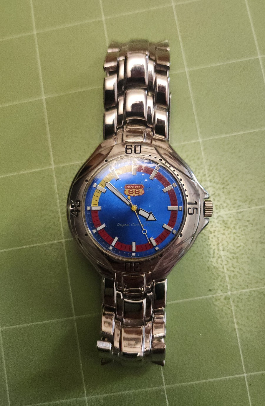Route 66 Original Classic Quartz Analog Wristwatch Blue Dial Silver Bracelet