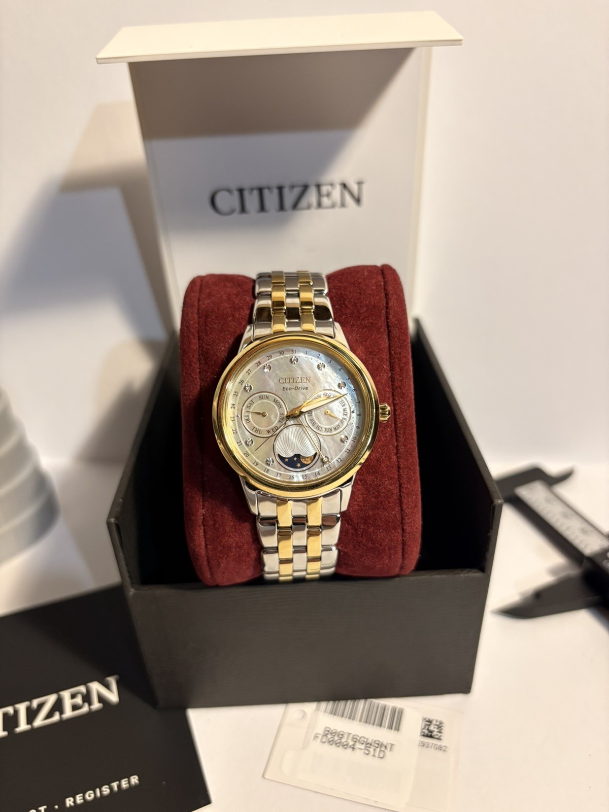 CITIZEN FD0004-51D Calendrier Chronograph Moon Phase Diamond Women’s Watch
