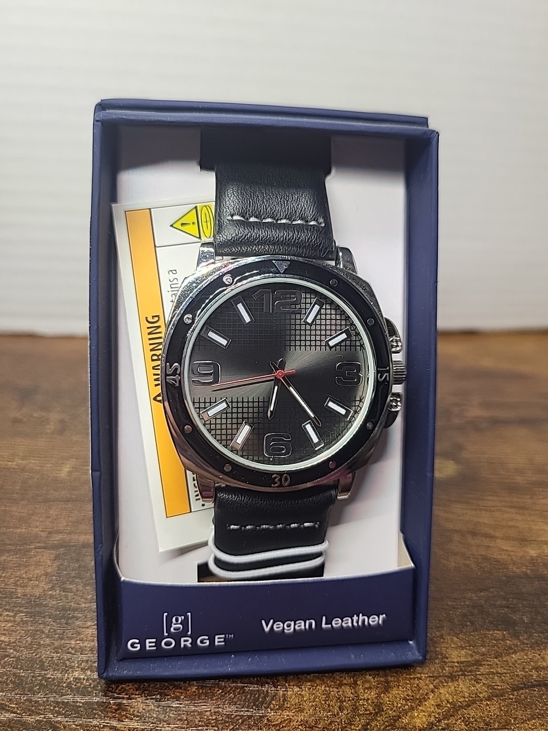 George Men’s Vegan Leather Watch Silver/Black
