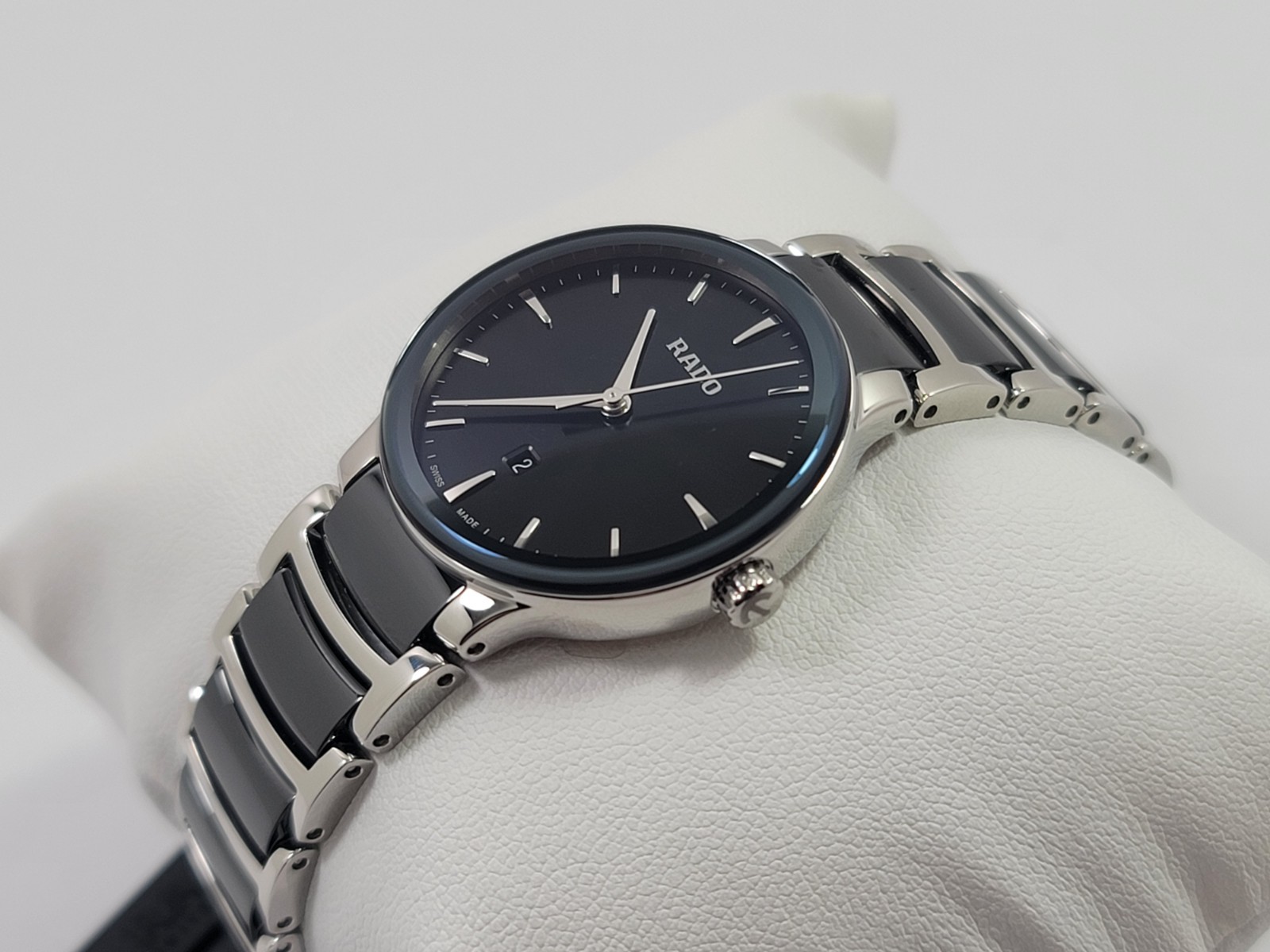 Rado Centrix Quartz Black Dial Stainless Steel Ceramic Ladies Watch R30026152