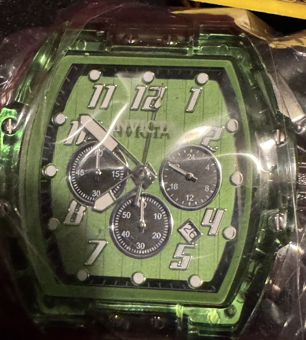 New Invicta S1 Rally Kinesia Anatomic 47mm Men’s Watch Clear Green Black 50084