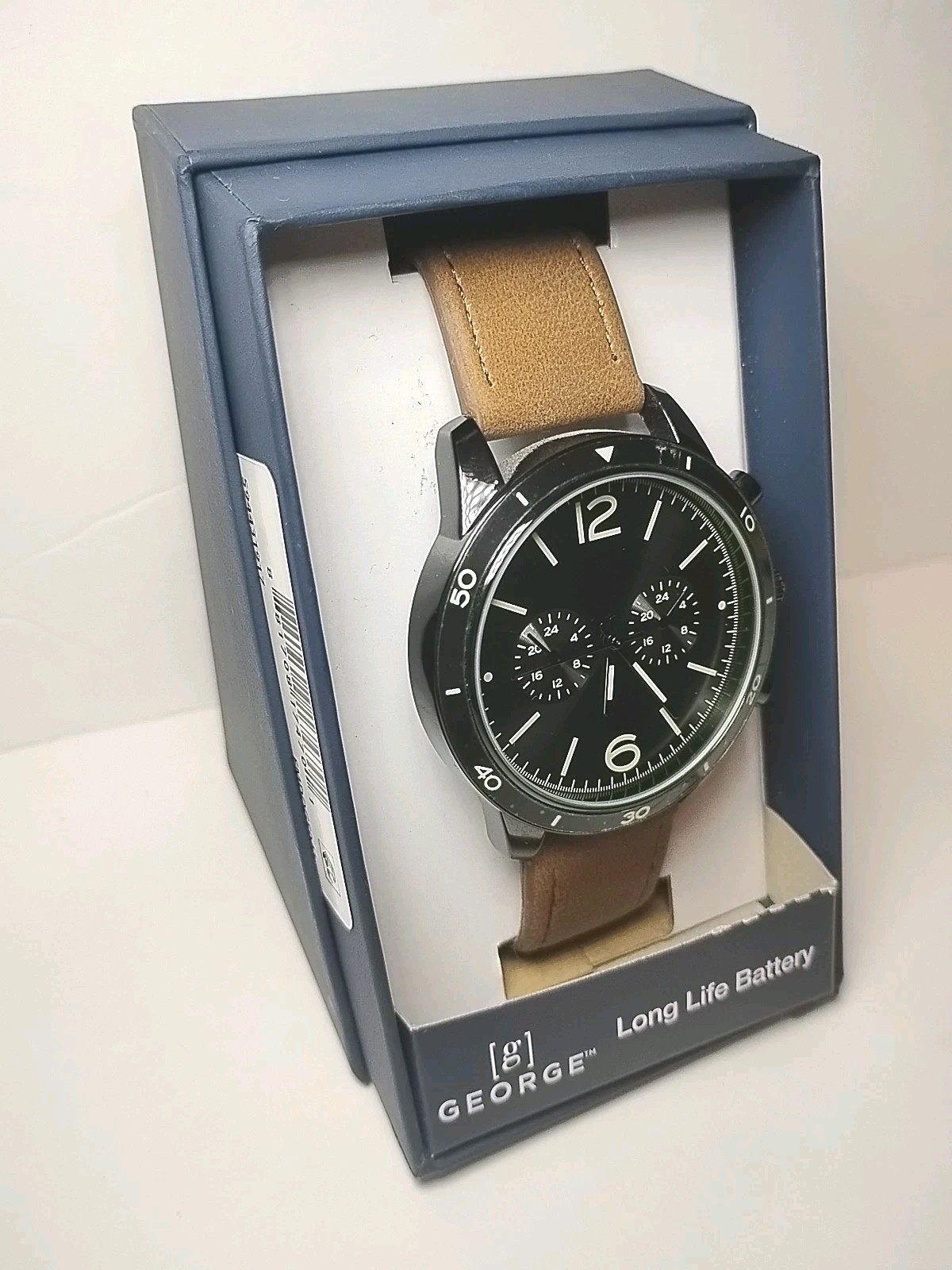 George Long Life Battery Brown Simulated Leather Analog Watch BRAND NEW
