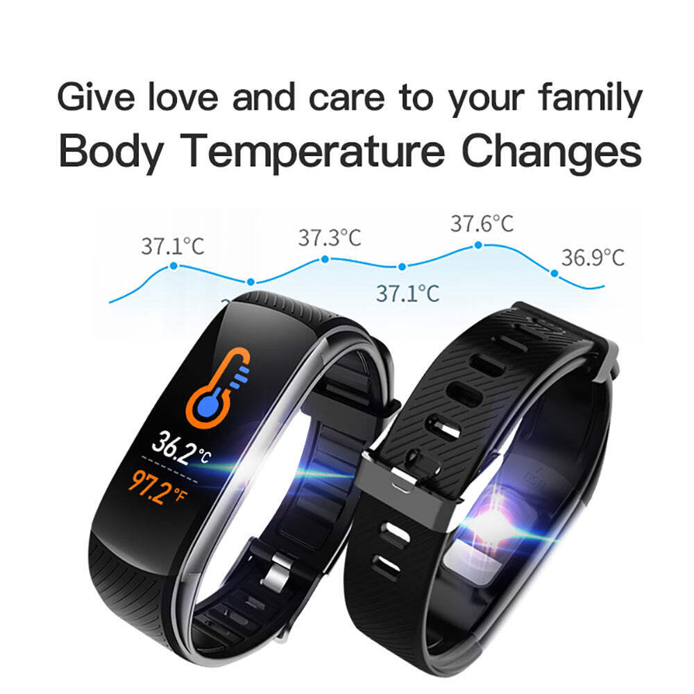 C6T Temperature Measurement Smart Bracelet Blood Pressure Heart Rate Meter Pedom