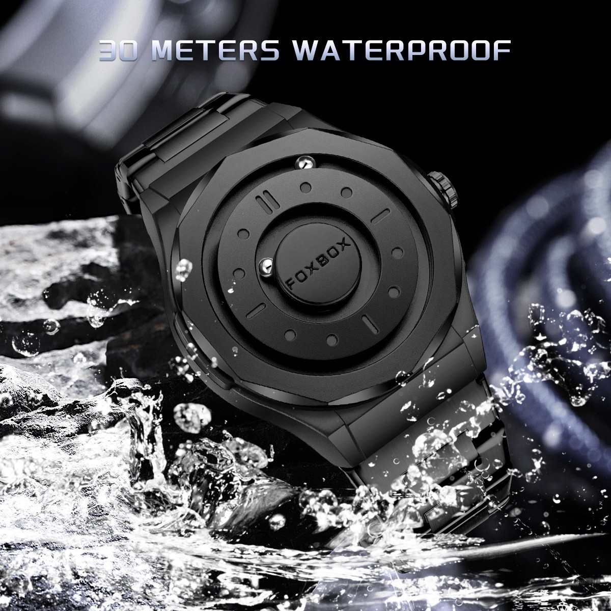 LIGE FOXBOX Men Watch Quartz Scrolling Bead Magne 3ATM Waterproof Man Wristwatch