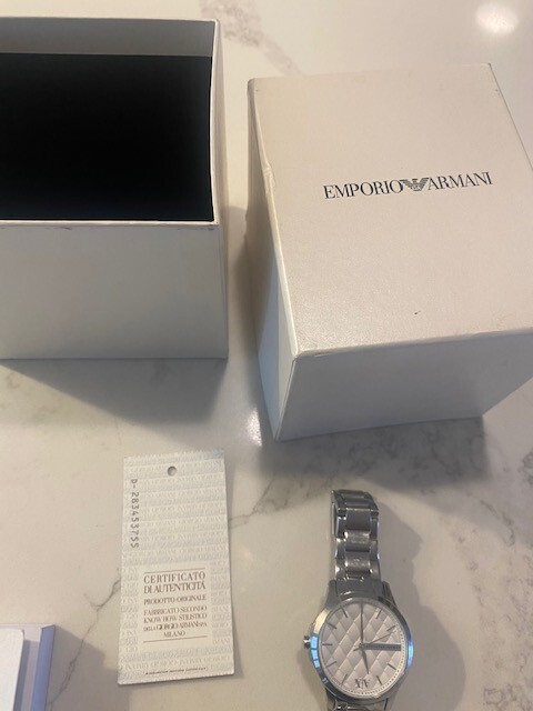 Armani Exchange Silver Quilted Dial Stainless Steel Ladies Watch AX5200