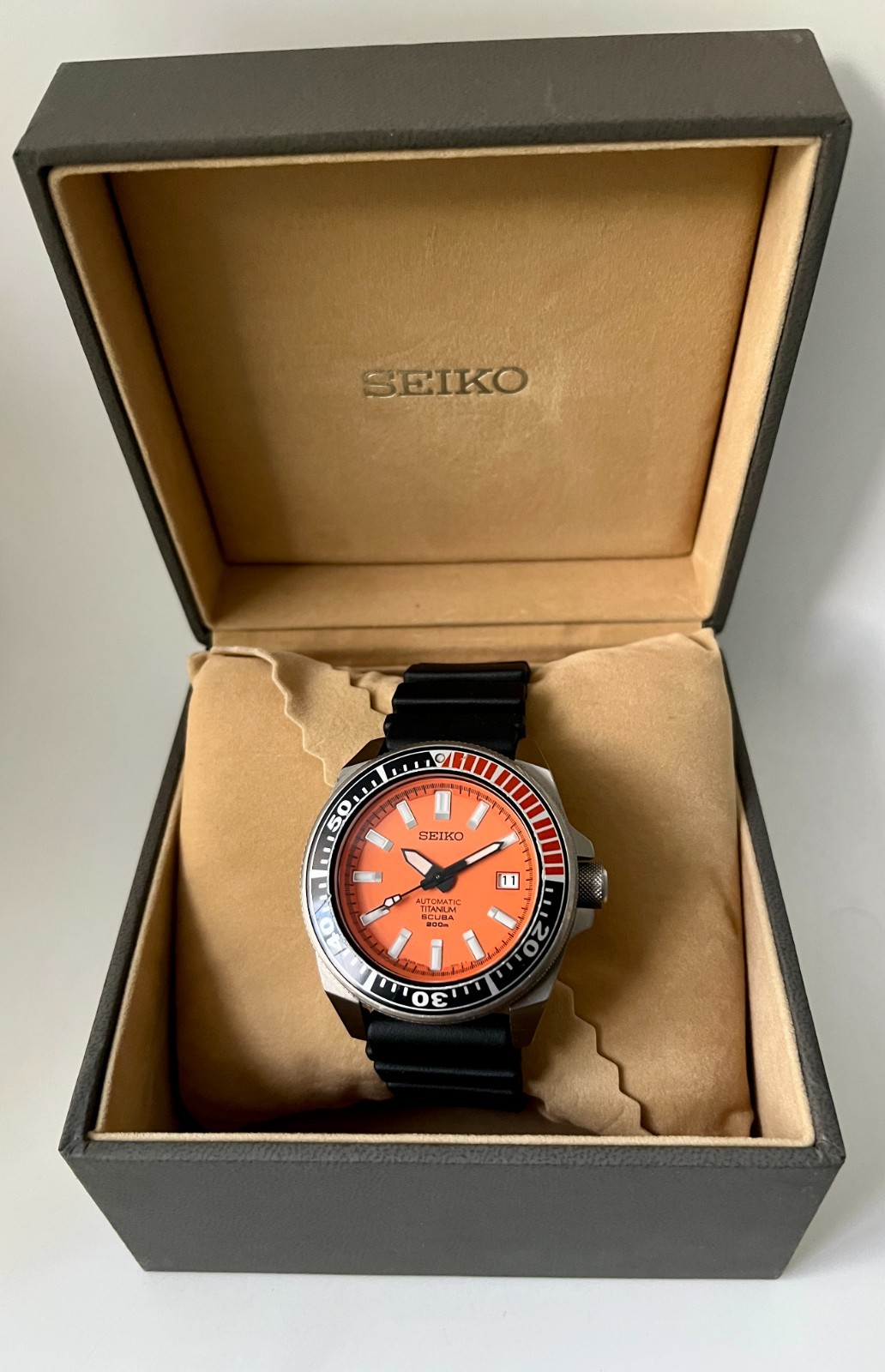 Seiko 7S25-00D0 Samurai SBDA005 Titanium Orange dial Men’s Watch – UK Seller