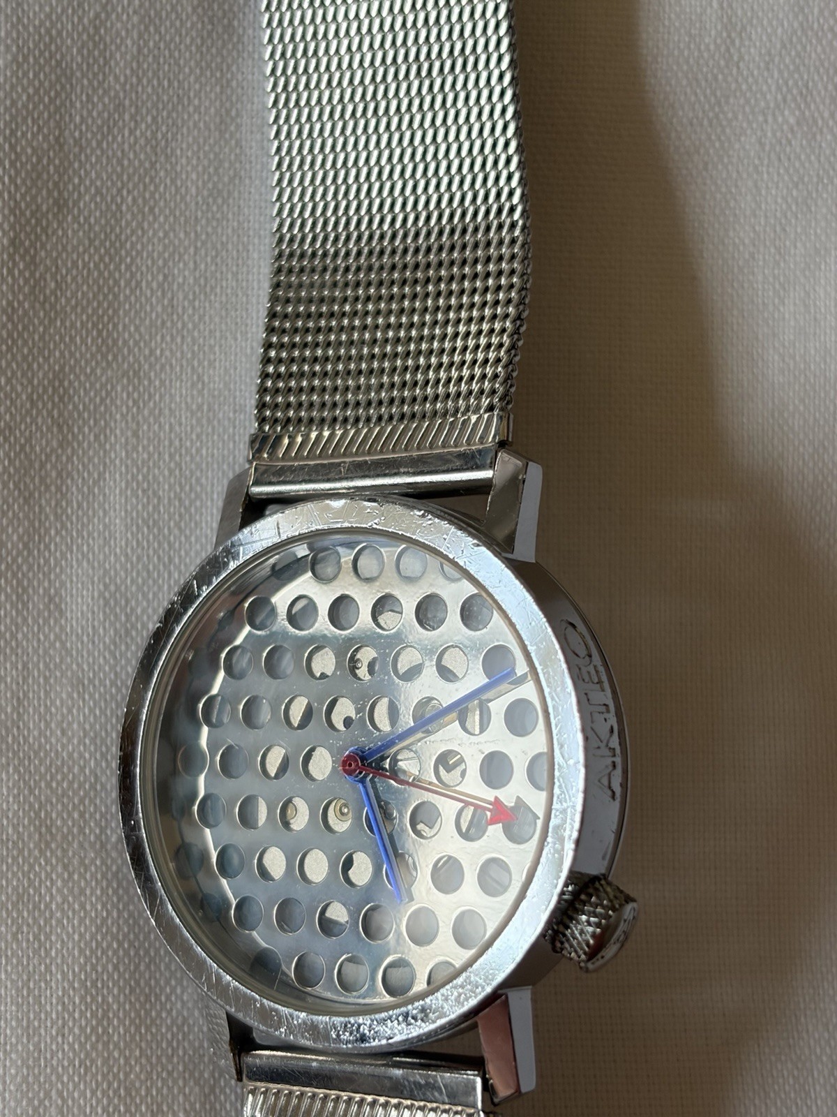 Akteo J.C. Mareschal Design Quartz Watch France Mesh Band Runs