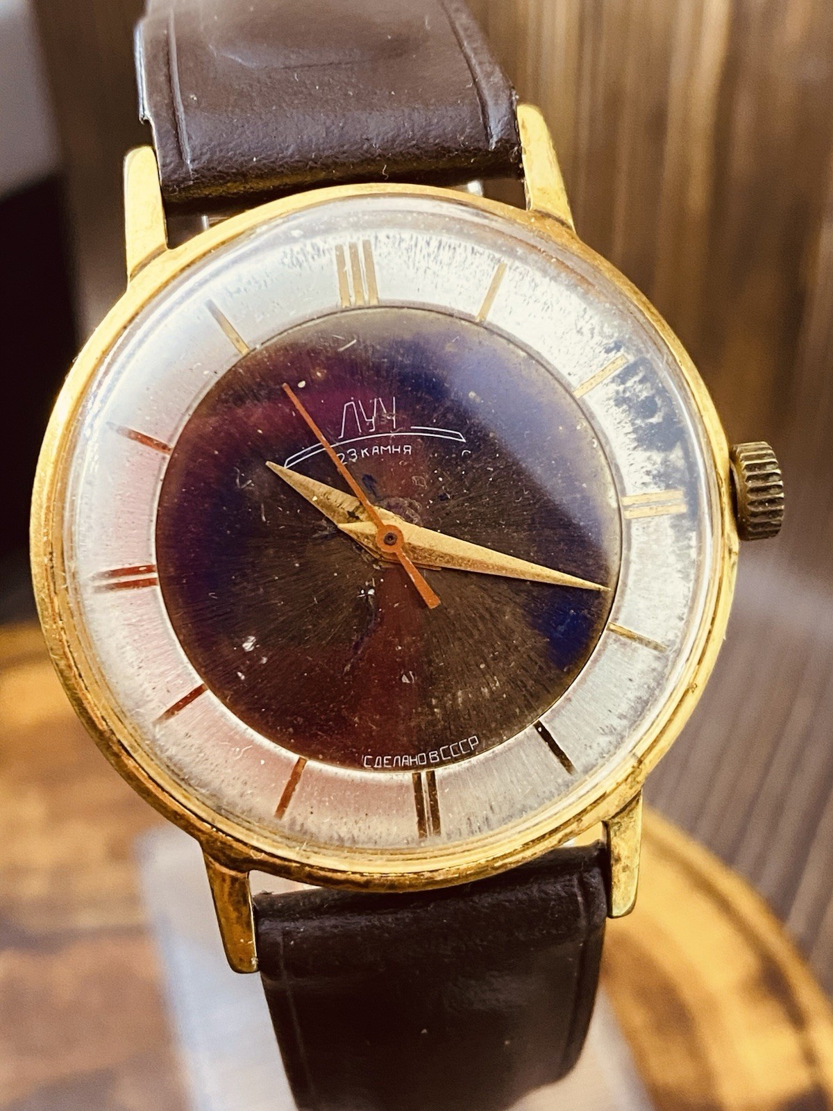 Watch LUCH 2209 Vintage USSR Ultra Flat 8 mm Mechanical gold-plated AU20 #2486
