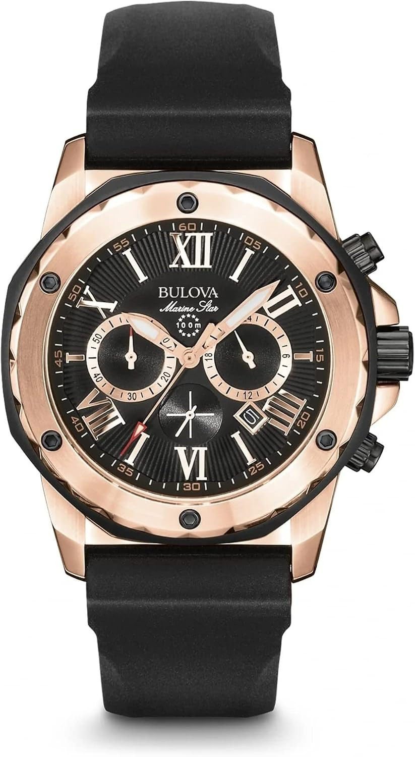 Bulova Men’S Marine Star Series a Rose Gold Stainless Steel 6-Hand Chronograph Q