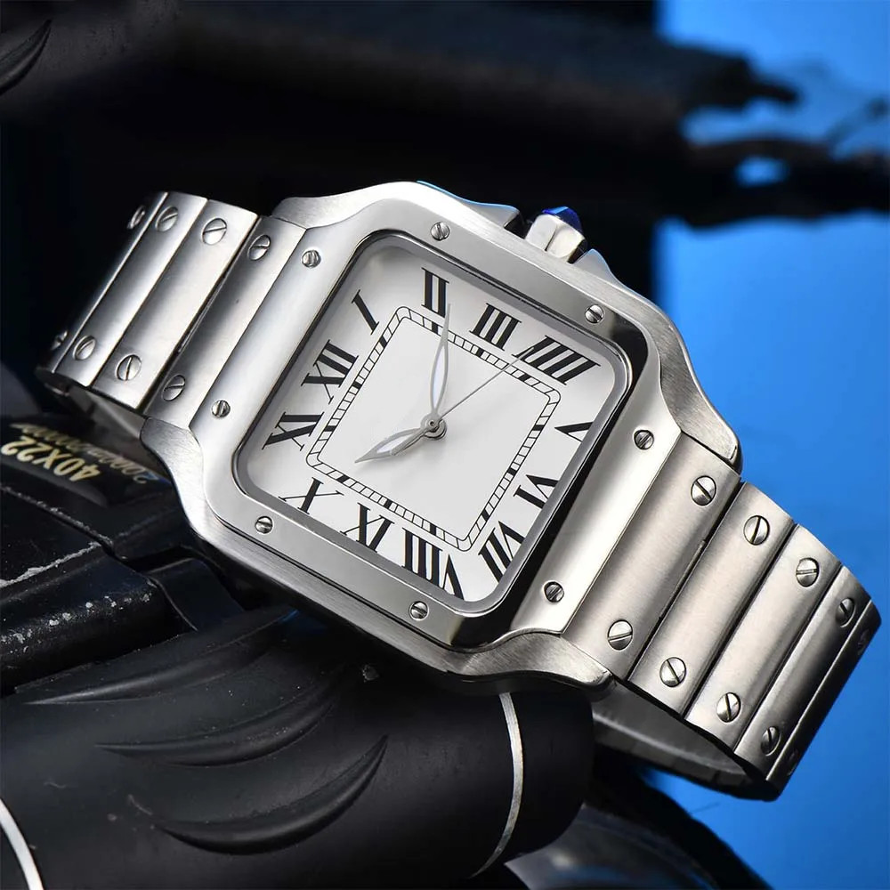 Simple Retro White Roman Sapphire Crystal Square Men Dress NH35 Automatic Watch