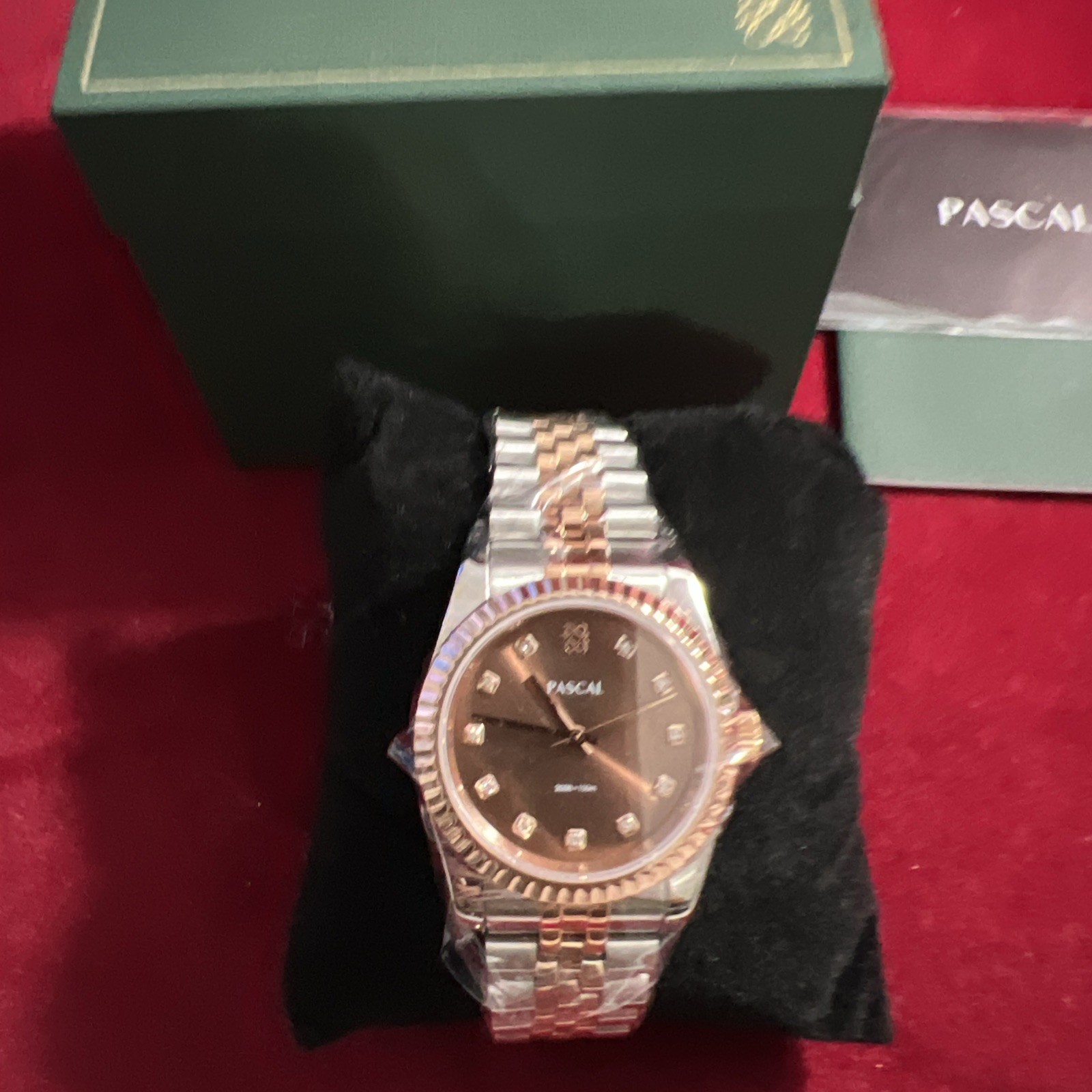 PASCAL Timeless Classic Diamond Watch for Men Women Lab Grown Quartz 36mm Brown