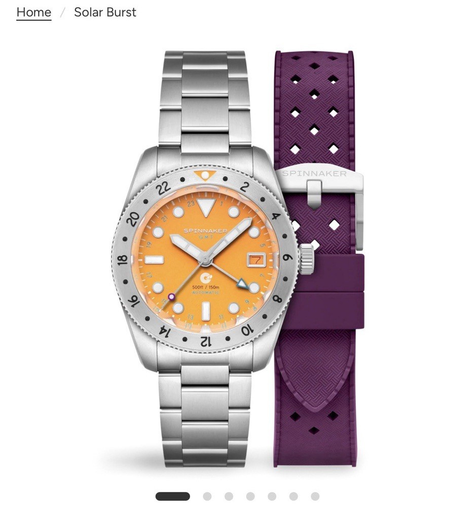 Spinnaker Croft 39 GMT Automatic Orange Dial Steel Bracelet + Purple Strap