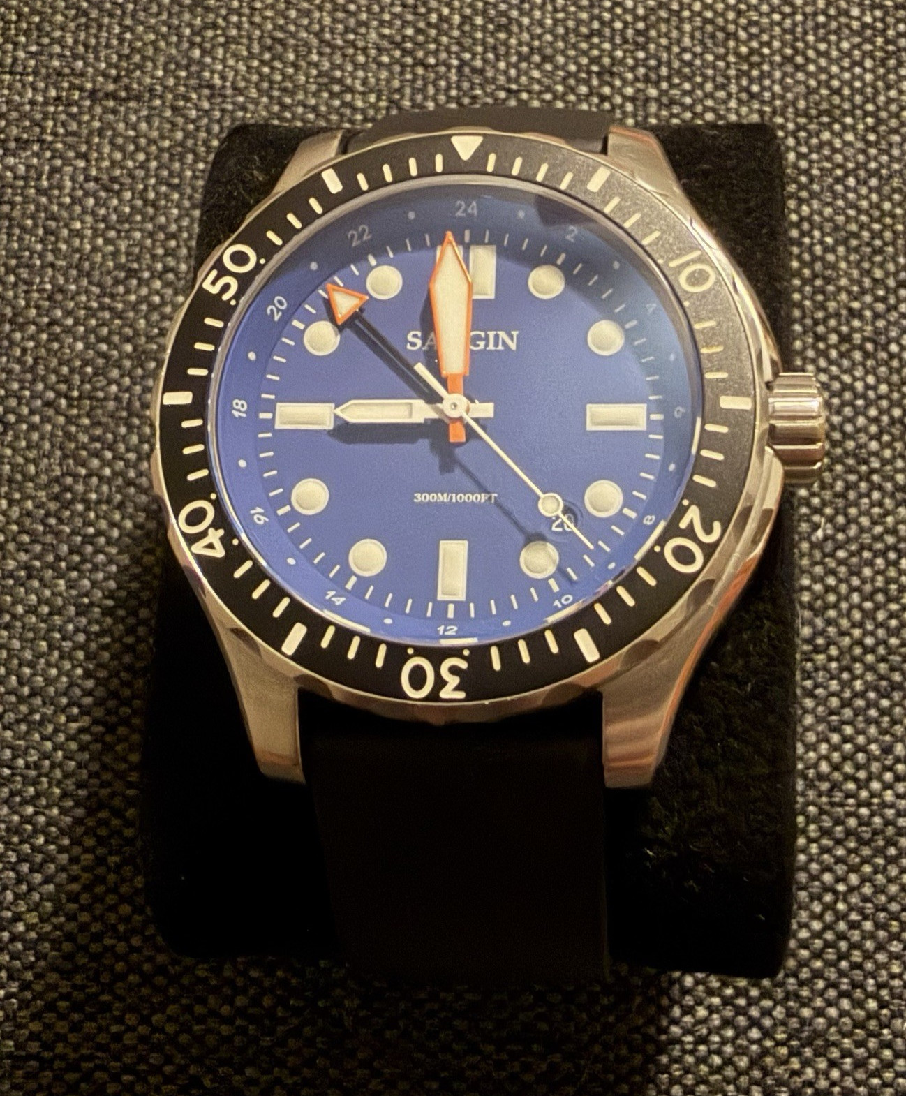 Sangin Instruments Professional Diver 300m Blue Dial Black Rubber Strap