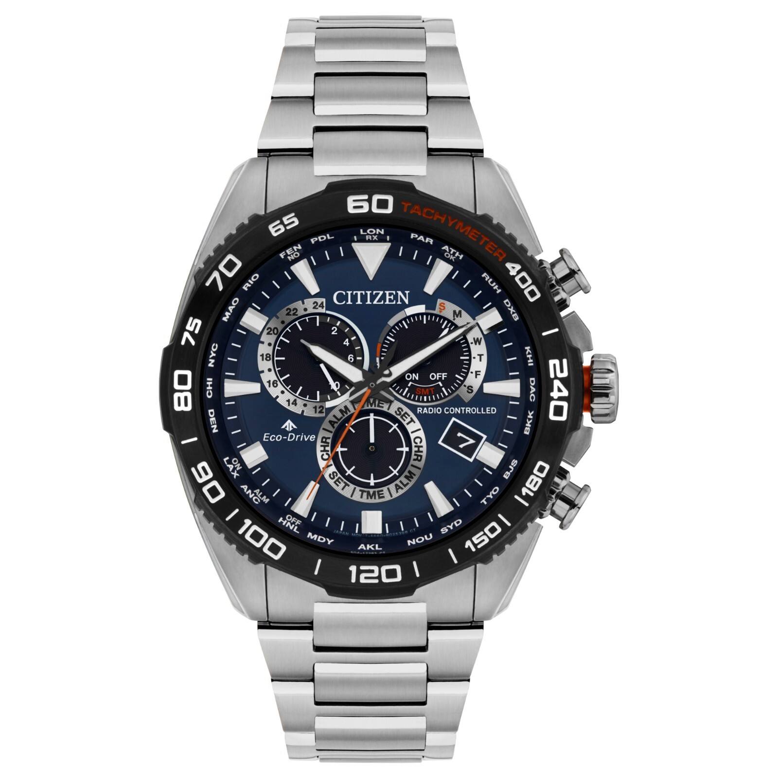 Citizen Men’s Land Perpetual Calendar Eco-Drive Silver Watch 45 MM CB5034-58L