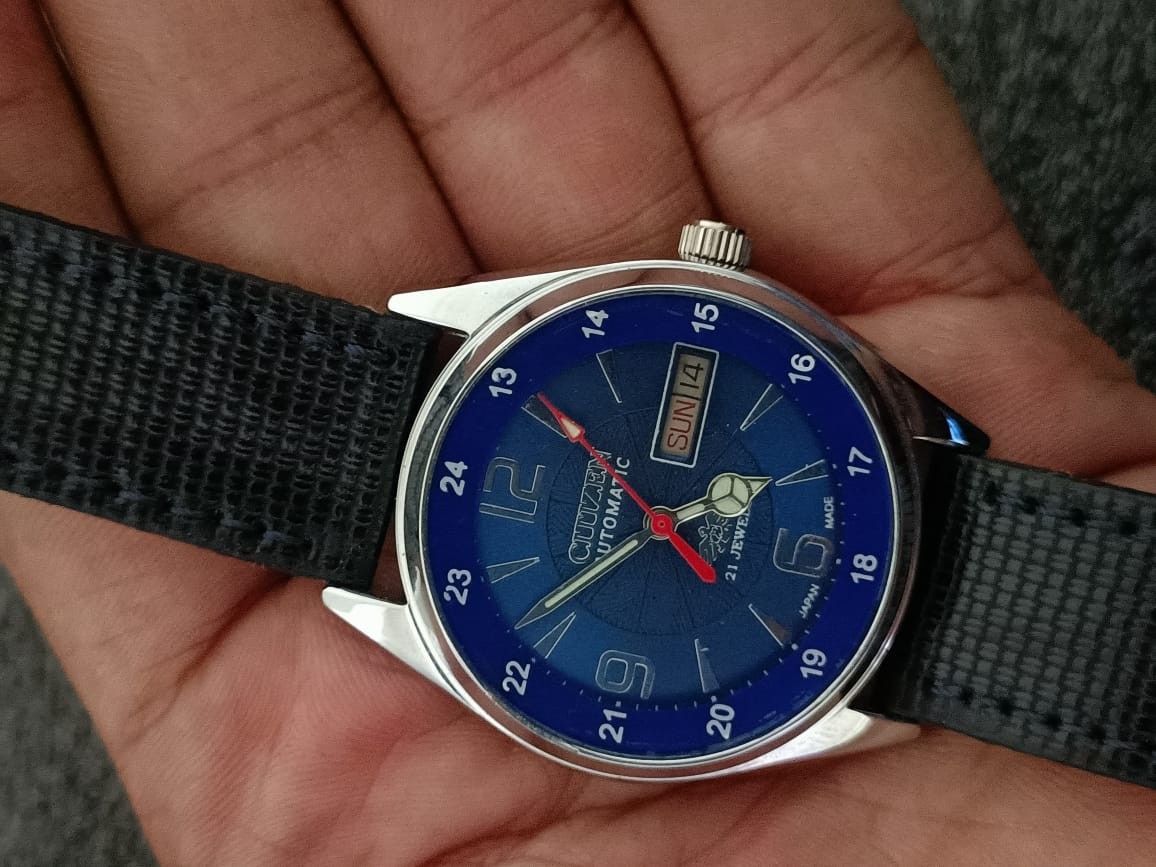 Vintag Automatic Citizen Japan Made Blue Dial Day/ Date Men’s Wrist Watch