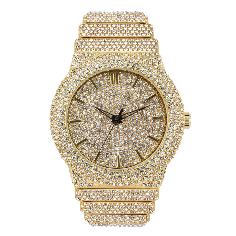 Men’s Watch Square Luxury Chandelier Hip Hop Style Full Iced & Bracelet Gift Set