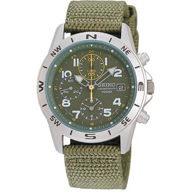 SEIKO SND377R Green Chronograph Men’s Watch New in Box