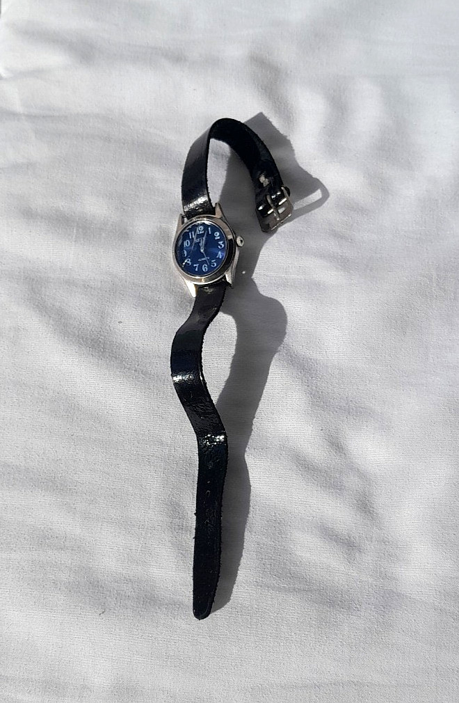 For Parts/Not working-Seiko Analog wristwatch-Silver Tone Case-Blue Dial