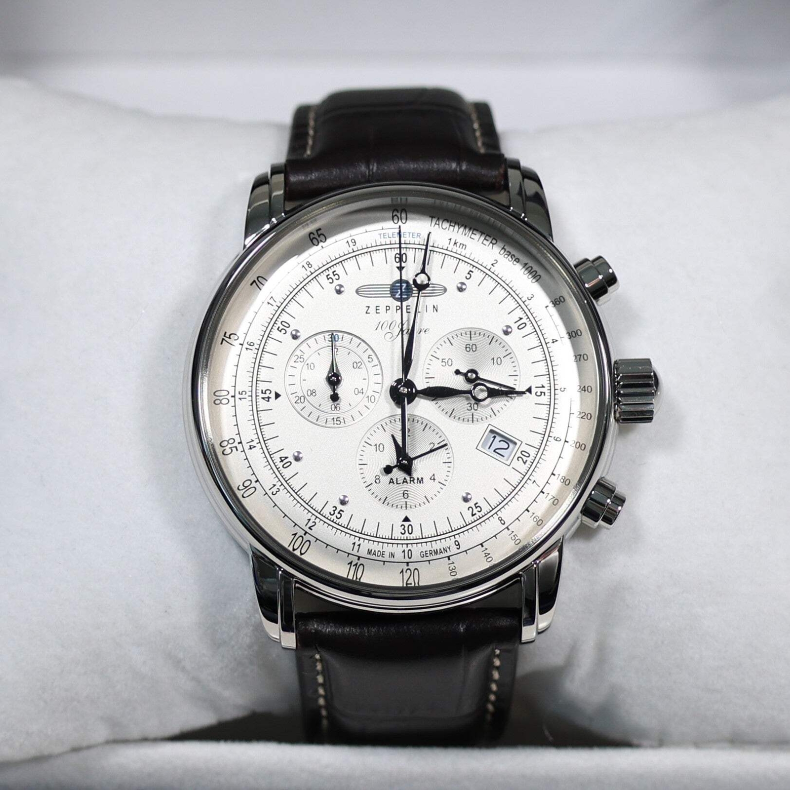 Zeppelin 100th Anniversary Men’s Chronograph Silver Dial Quartz Watch 7680-1
