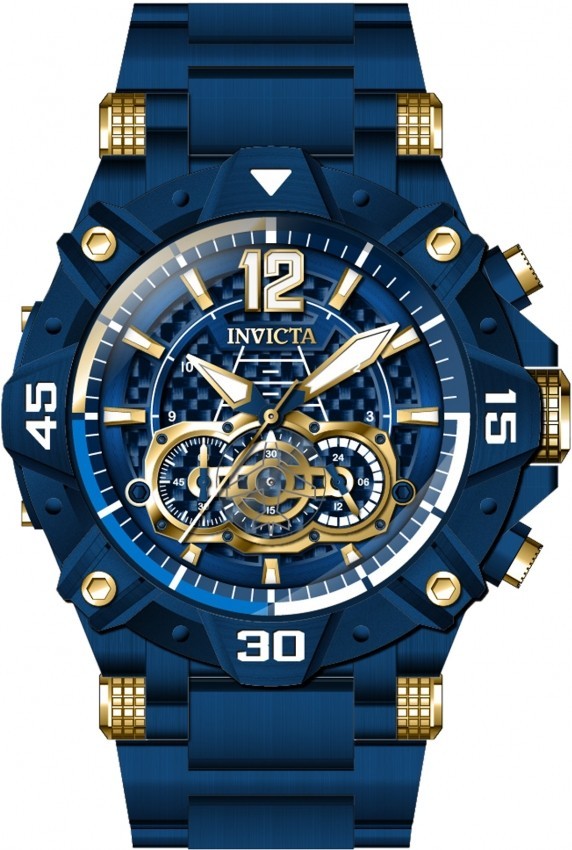 NEW INVICTA 40174 AVIATOR CHRONOGRAPH BLUE CARBON FIBER DIAL STEEL QUARTZ 52MM