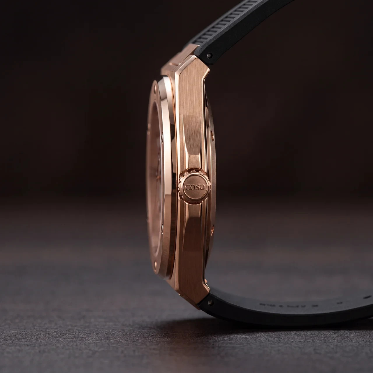 COSO Valtor Automatic Cream Dial Rose Gold Black Rubber Strap