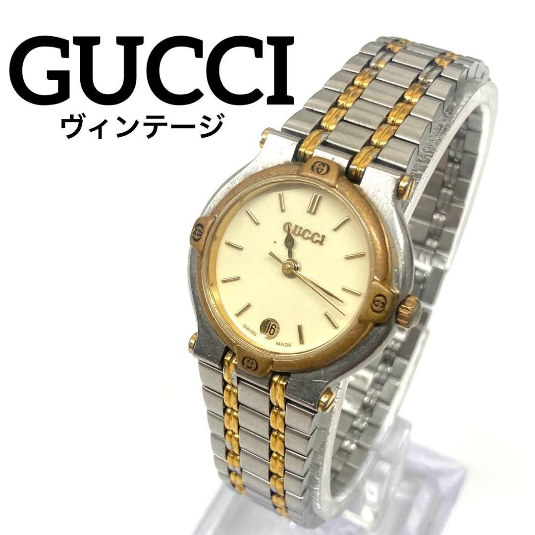 Gucci 9000L Vintage Ladies Watch Quartz Ivory Dial Junk Used From Japan