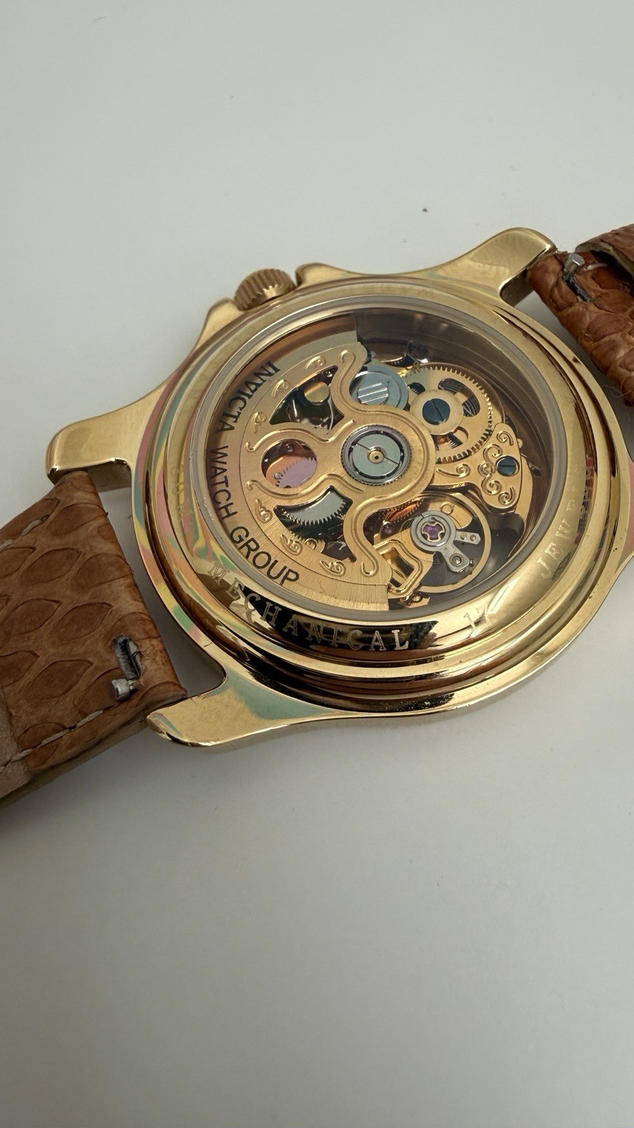 Invicta Automatic Skeleton Watch 40mm Excellent Condition Vintage Gold Tone