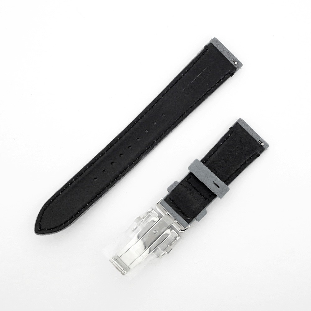 Seiko 20mm Gray Suede Strap Deployant Buckle Top Mint JAPAN