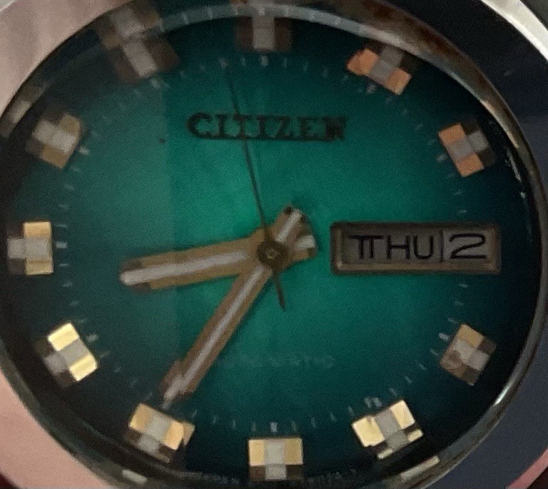 Citizen Watch Automatic Emerald green Band is Small can be changed 1970s Rare