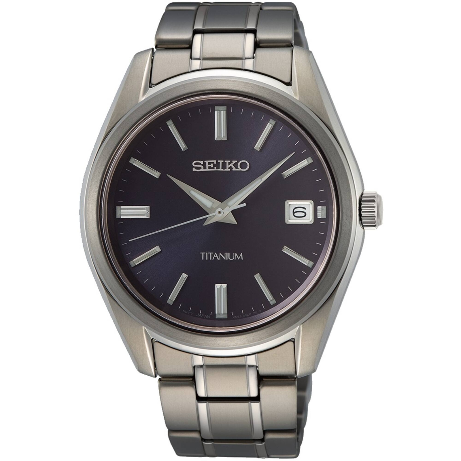 Seiko Men’s Watch Classic Quartz Dark Blue Dial Titanium Bracelet SUR373P1