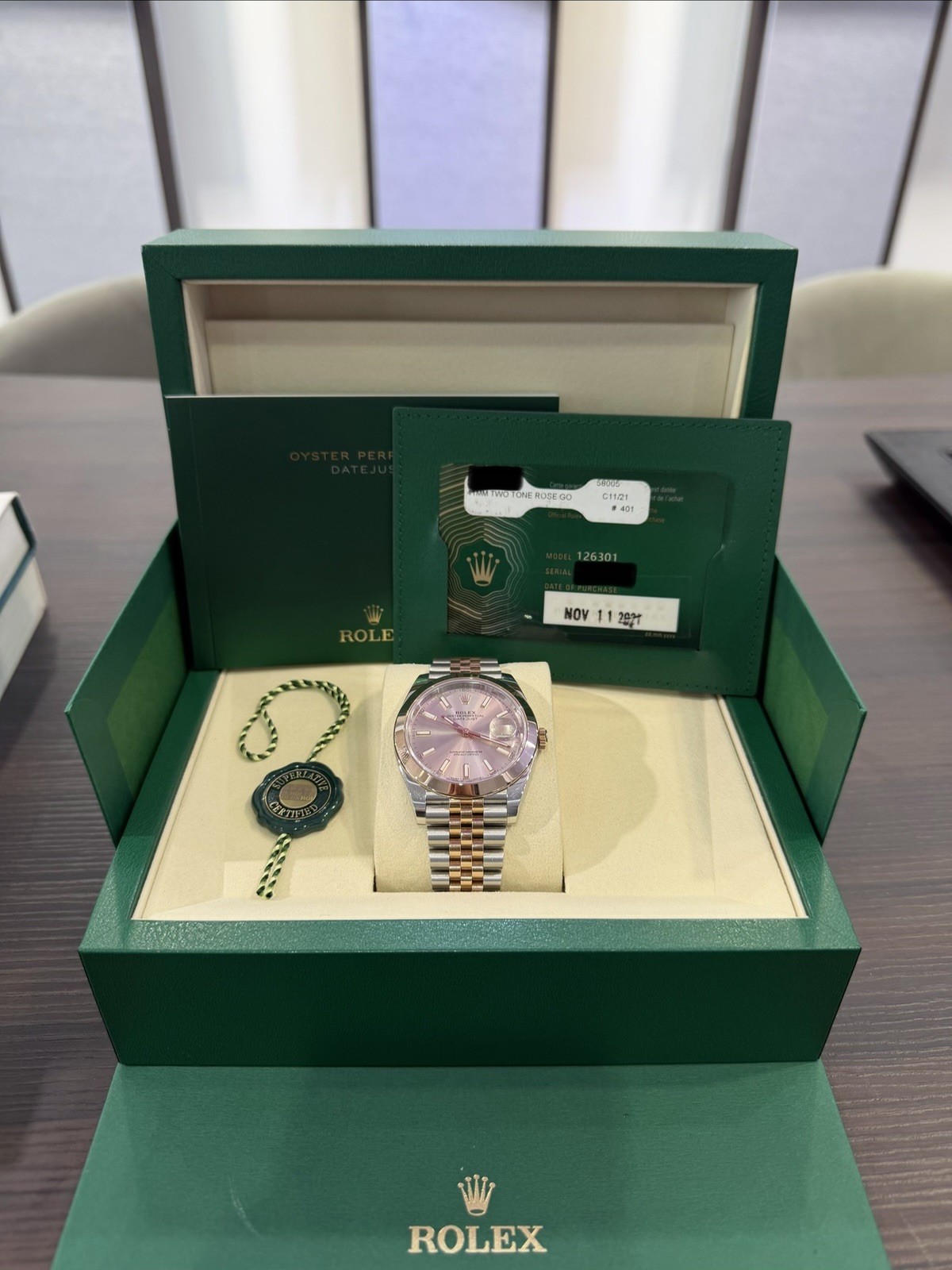 Rolex DateJust 126301 41mm 2/Tone Rose Gold Sundust Dial Oyster 2021 FULL SET!