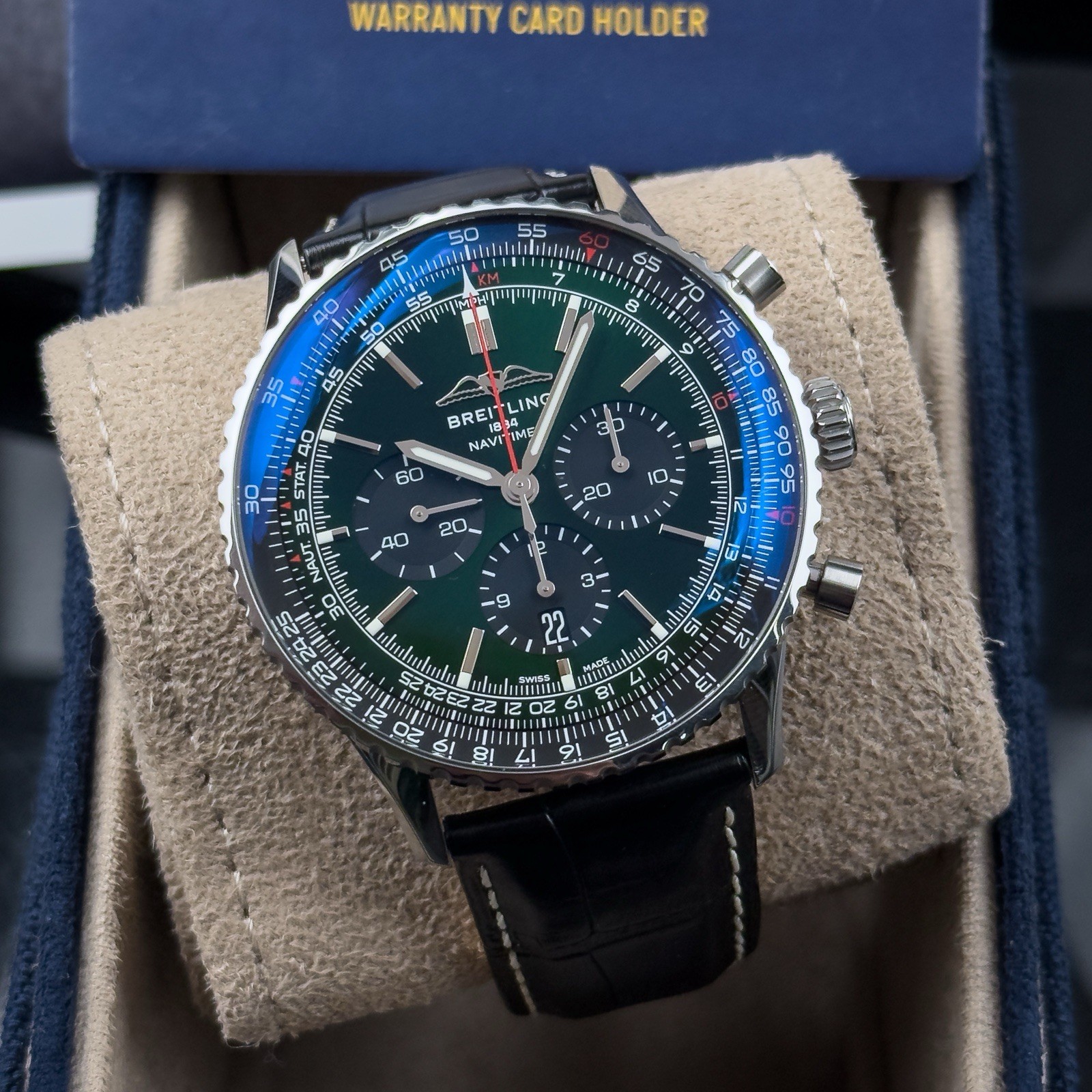 2022 Breitling Navitimer B01 46mm AB0137 Green Dial Under Warranty