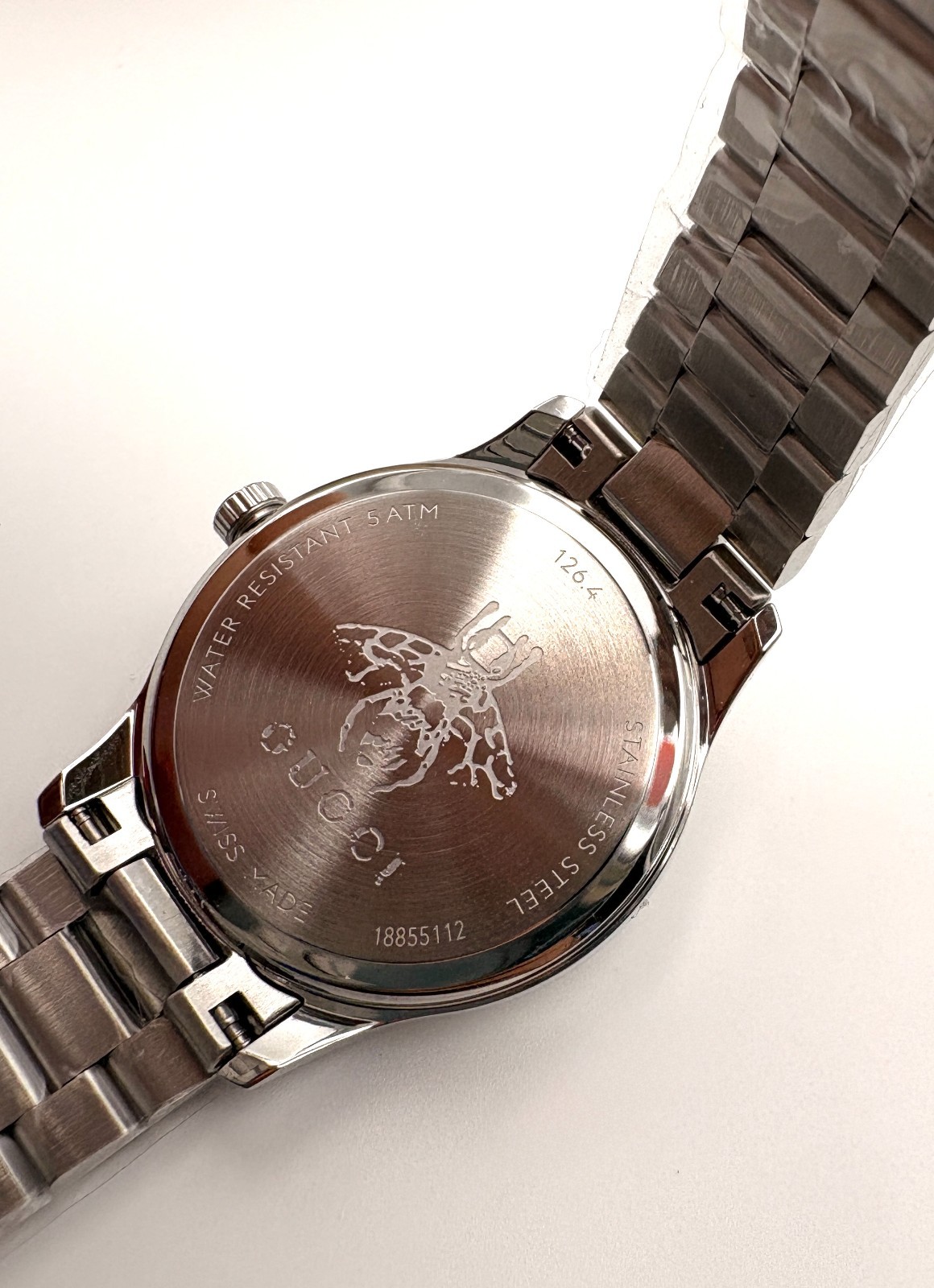 Gucci G-Timeless YA1265031 Silver Dial Bee Motif 32mm Ladies Watch