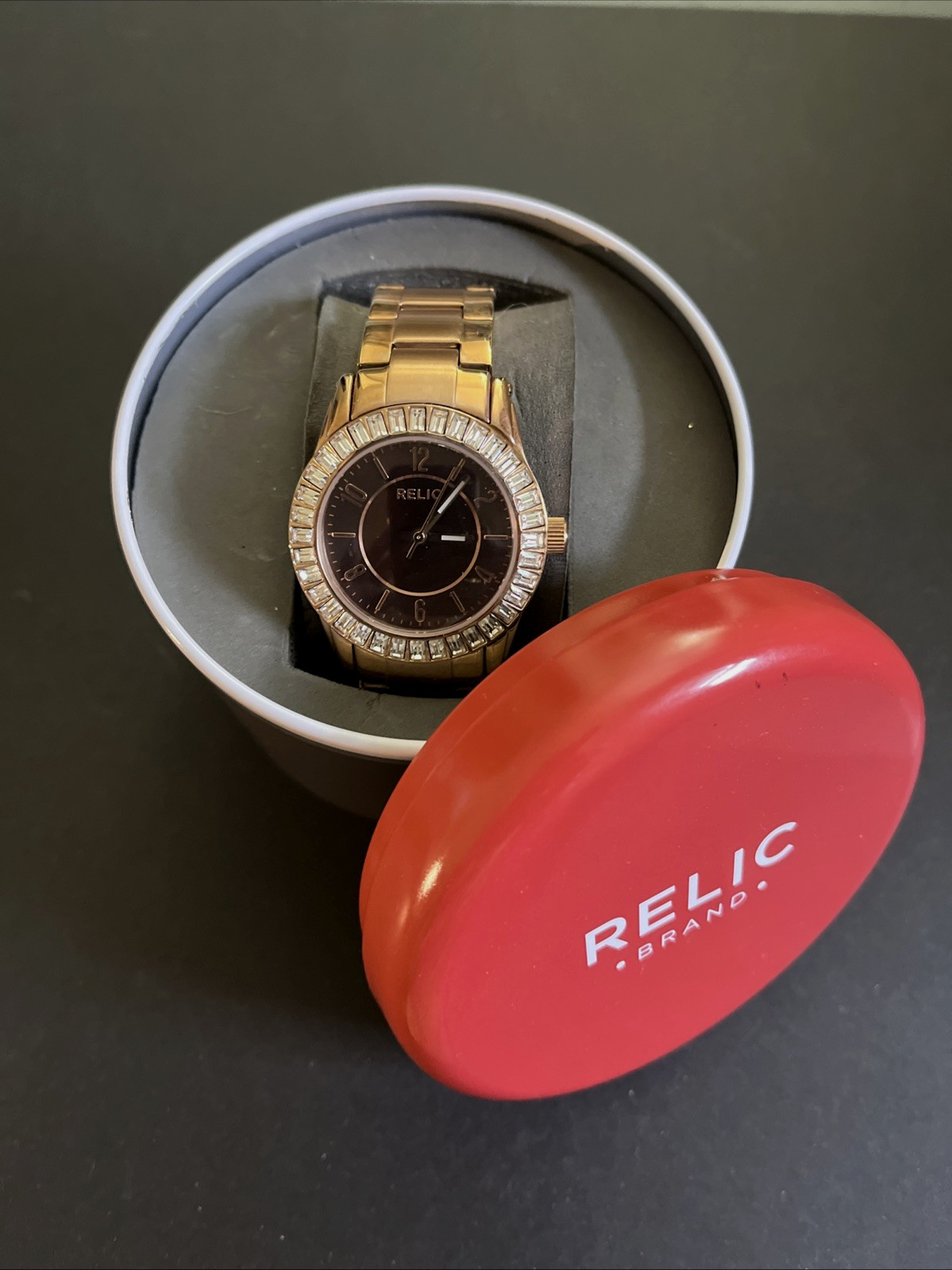 Relic Women’s Watch Crystal Embellishments Waterproof Box Needs Battery