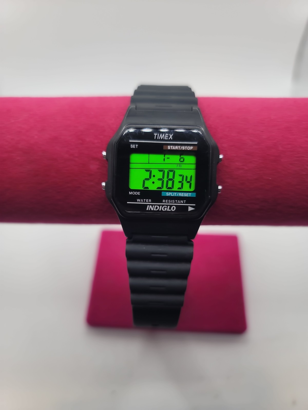 Vintage Timex Classic Digital Black Japan Exclusive Retro Indiglo Alarm Chrono